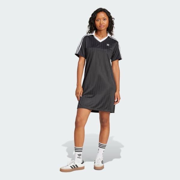 Hitam Dress V-Neck Football Jacquard Adicolor