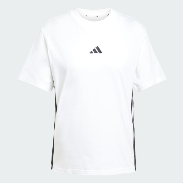 Branco T-shirt de Algodão 3-Stripes Essentials