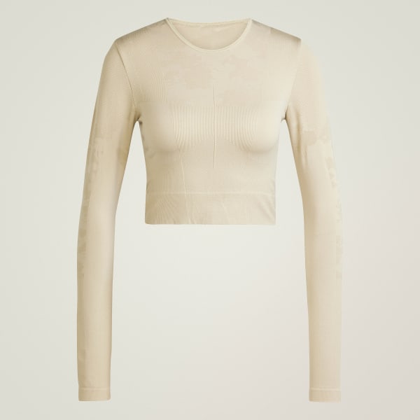 Beige adidas by Stella McCartney TrueStrength Seamless Long Sleeve Yoga Overdel