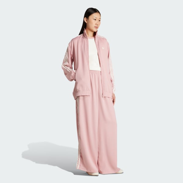 Rosa adidas Originals Satin Firebird Treningsoverdel Ruffle 3-Stripes