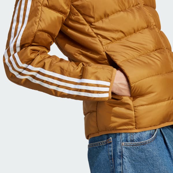 adidas Essentials 3 Stripes Light Down Jacket Brown adidas UK