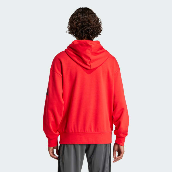 Rosso Felpa con cappuccio Essentials Loose-Fit 3 Bar Logo French Terry