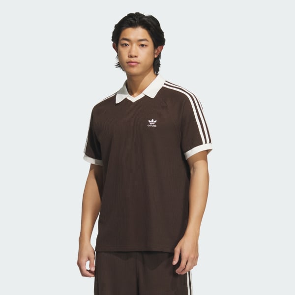 Brun Waffle Short Sleeve Poloskjorte