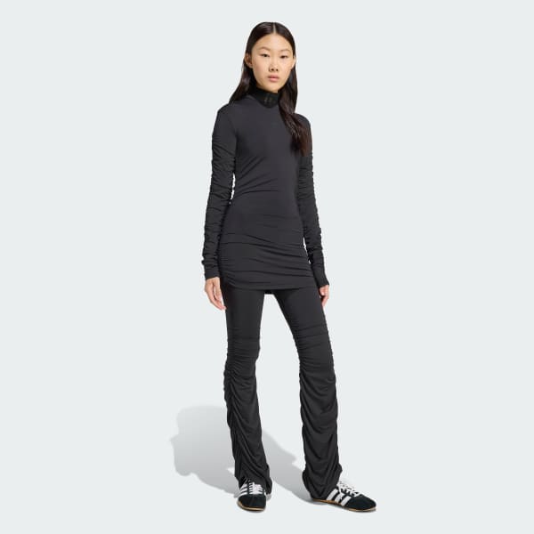 สีดำ เสื้อแขนยาวแต่งย่น