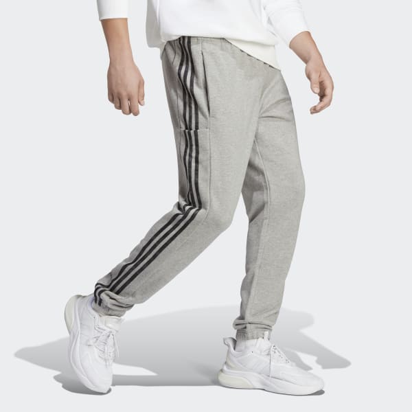 adidas Essentials French Terry Tapered Elastic Cuff 3-Stripes Pants - Grey  | adidas Canada