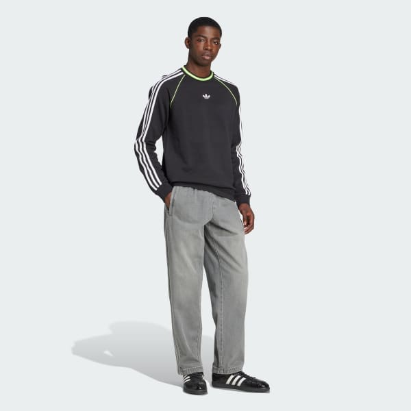 gris Pantalon de survêtement ample denim délavé adidas Adicolor