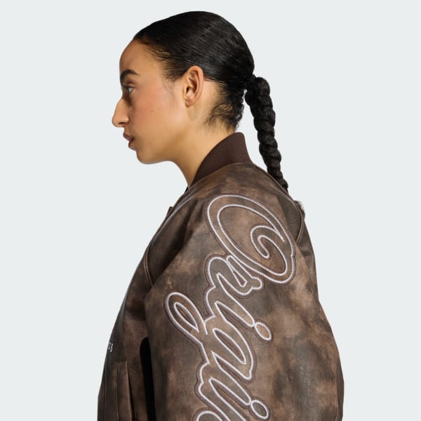 ADIDAS ORIGINALS ATHL DEPT VINTAGE FAUX LEATHER JACKET 
