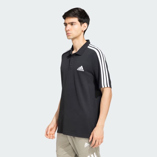 Black 3 Stripes Polo Tee