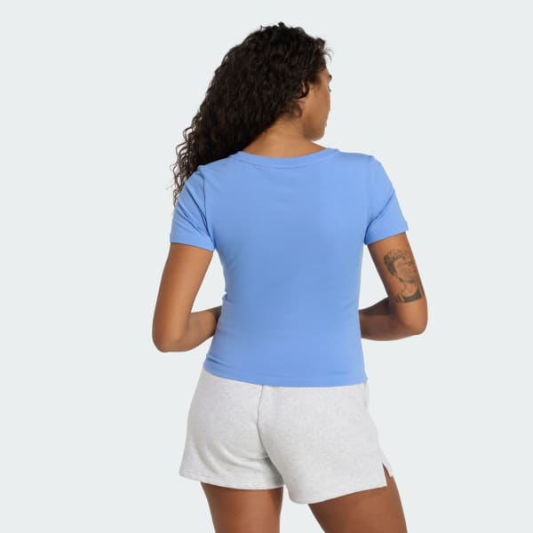 Azul Camiseta de largo por encima de la cintura estampada Doodle