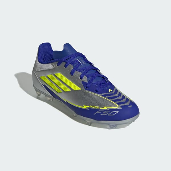 Silver F50 League Messi Firm/Multi-Ground Boots Kids