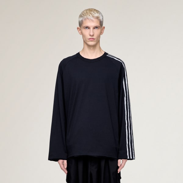 Sort Y-3 RAW EDGE 3 STRIPES LONG SLEEVE T-SHIRT
