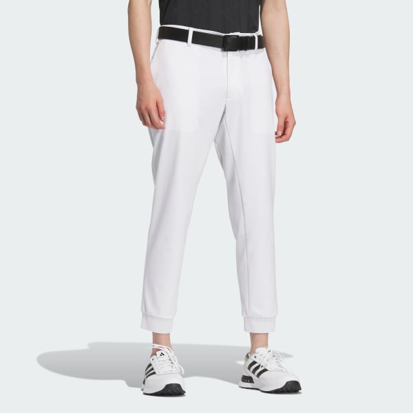 White Ripstop Rib-Hem Ankle Pants