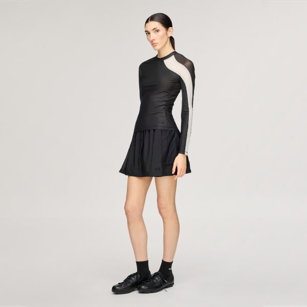 Black Y-3 MESH FITTED Long-Sleeve Top Long-Sleeve Top

