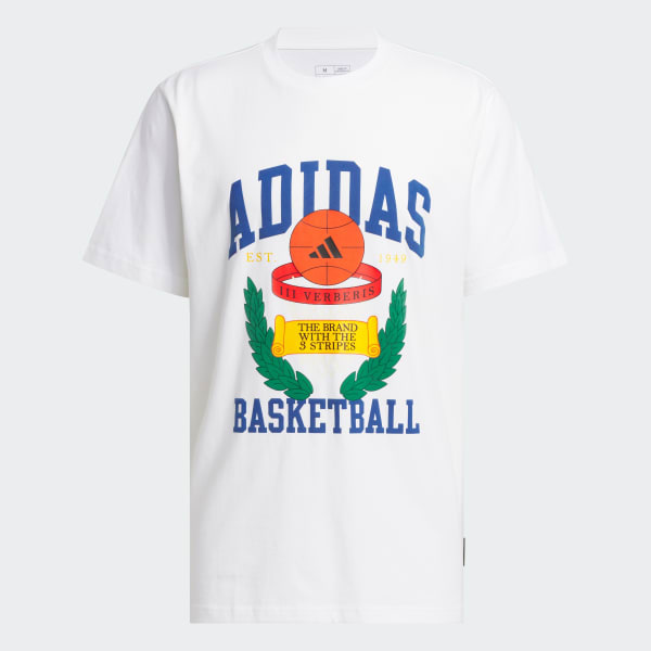 Branco Camiseta Estampada Basketball Crest