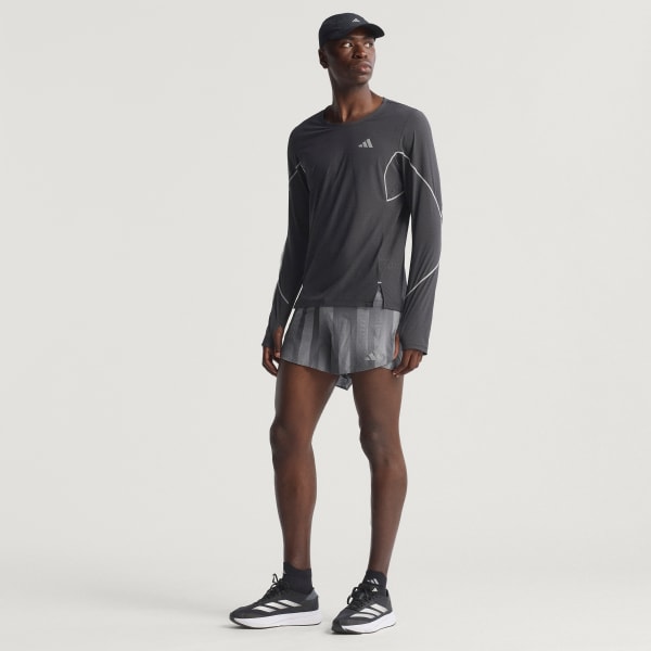 Hitam Tee Running Lengan Panjang Adizero BTN