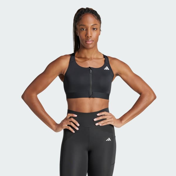 Black Powerreact Training Medium-Support Zip Bra