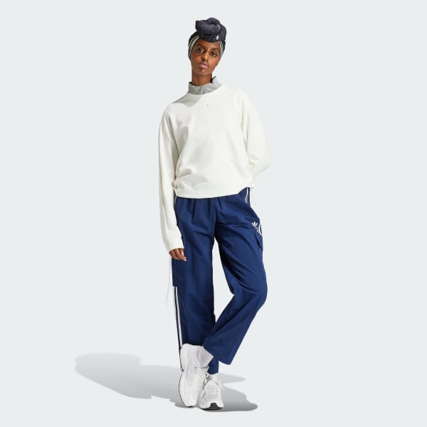 Hvit Ruched 3-Stripes Loose Genser