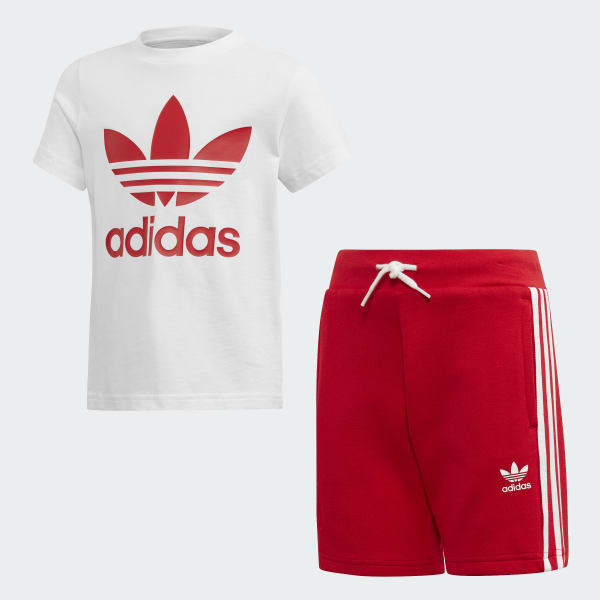 adidas Trefoil Shorts and Tee Set - Red 