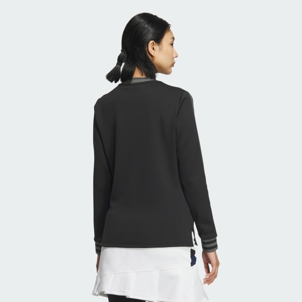 ブラック 【ゴルフ】保温 スリーストライプス モックネック 長袖シャツ