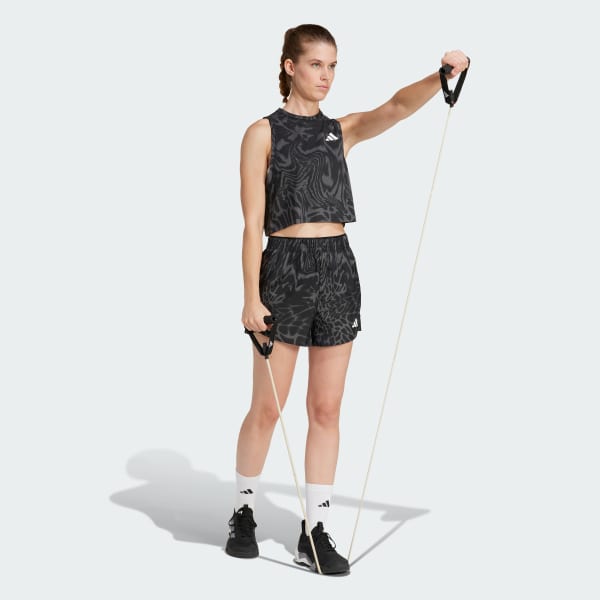 Negro Shorts de entrenamiento estampado integral Train Essentials