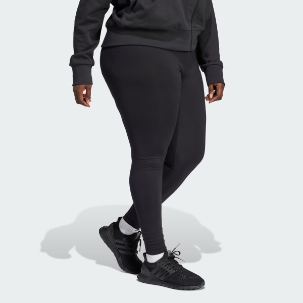 Schwarz Essentials Linear Cotton Leggings – Große Größen