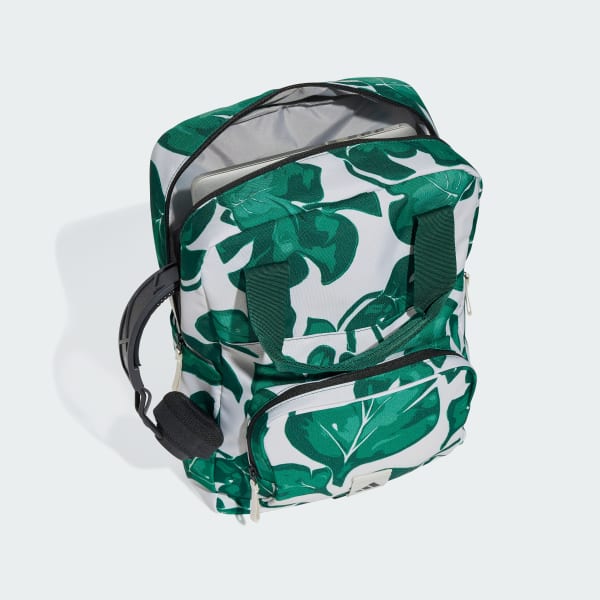 Grey Leaf Print Backpack