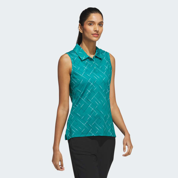 Green Ultimate365 Printed Sleeveless Polo Shirt