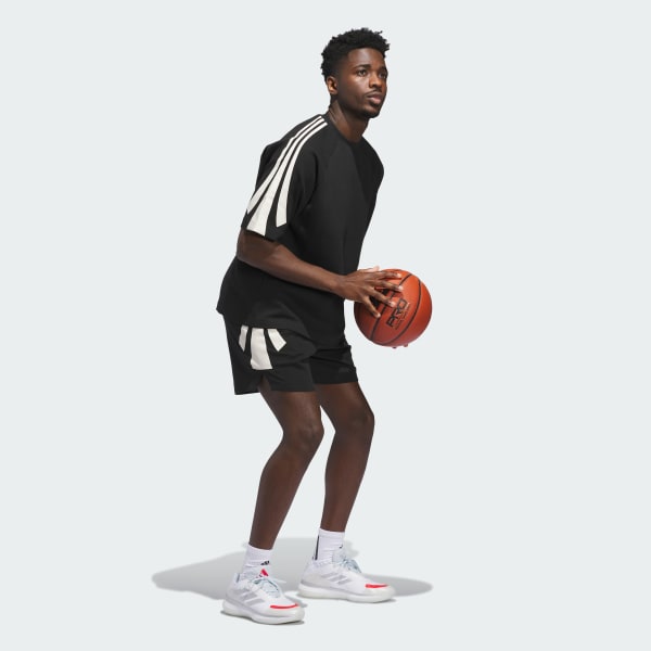 Schwarz adidas Basketball kurzärmeliges Sweatshirt (genderneutral)