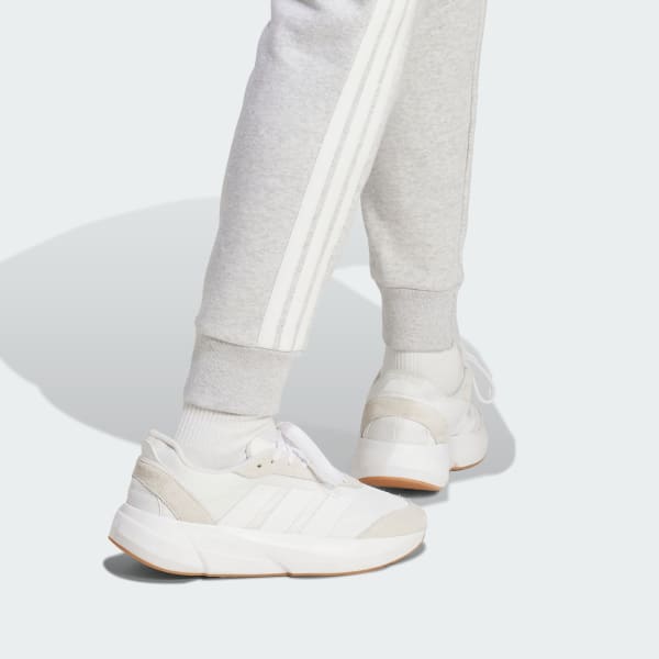 adidas Essentials 3-Stripes Fleece Slim Pants - Grey | Free