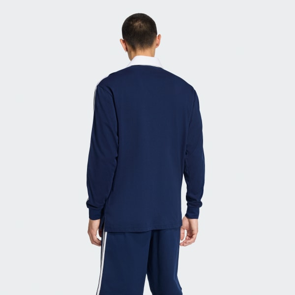 Blue 3-스트라이프 럭비 롱 슬리브 폴로