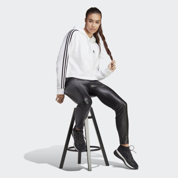 adidas Essentials 3-Stripes French White Women\'s Terry Hoodie adidas | US Lifestyle | Crop 