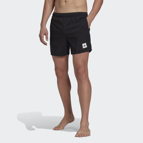 Black Short Length Solid Swim Shorts LBS88