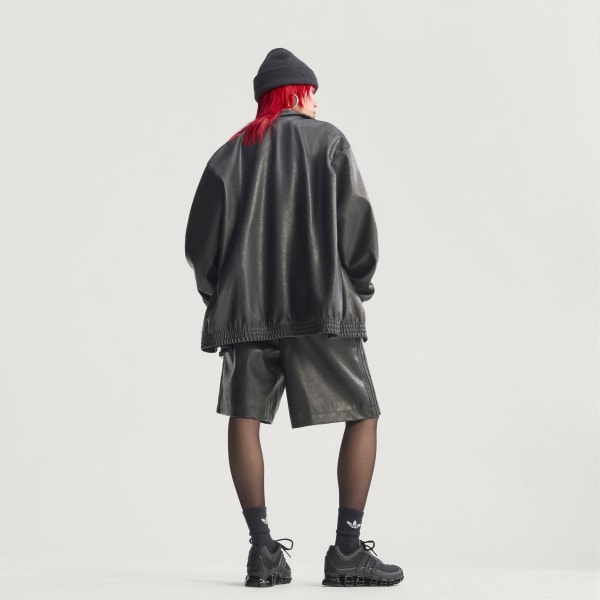 ★adidas originals★W PLEATHER FIREBIRD OVERSIZED JORT★ adidas Pleather Firebird Oversized Jort - Black | Free
