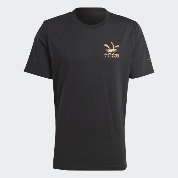 Noir T-shirt à logos Trèfle enflammés