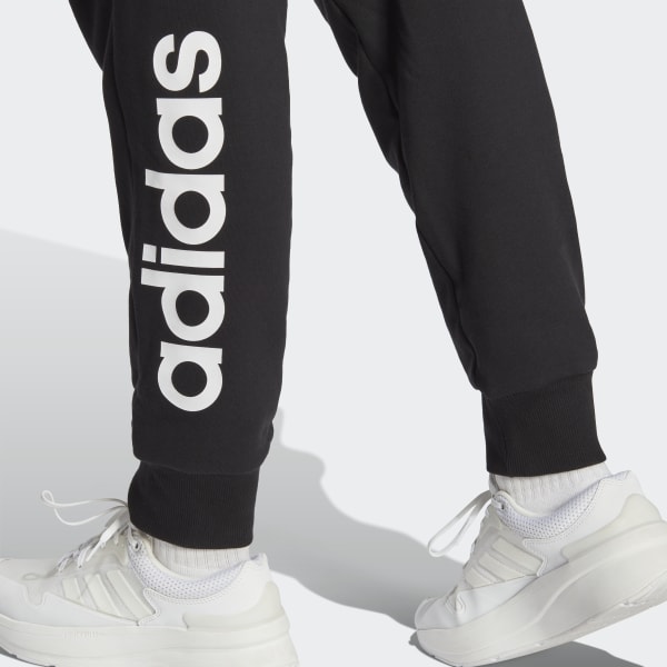 Zwart Essentials Linear French Terry Cuffed Broek (Grote Maat)