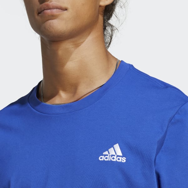 Blauw Essentials Single Jersey Geborduurd Small Logo T-shirt