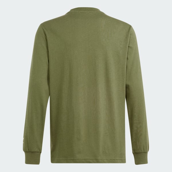 Verde Camiseta Manga Larga Estampada