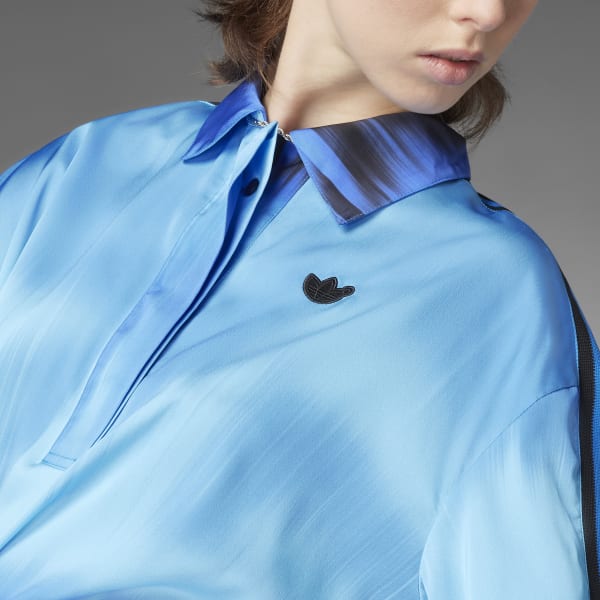 Multicolour Blue Version Pleated Polo Shirt FQY18