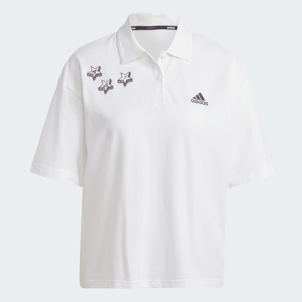Blanco Playera Polo Scribble Bordada
