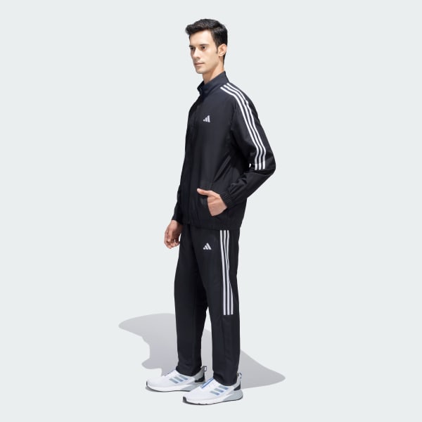 Black 3S Plain Woven Track Suit