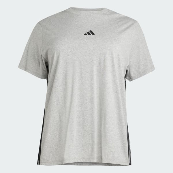 Cinzento T-shirt de Algodão 3-Stripes Essentials (Plus Size)