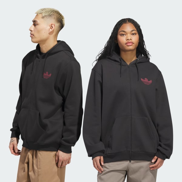 Negro Sudadera con gorro y cierre con estampado Shmangry