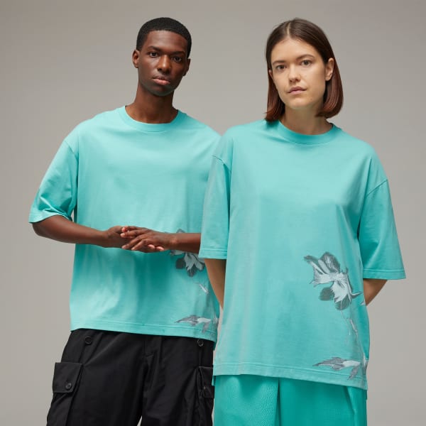 Turquoise Y-3 Graphic Short Sleeve Tee