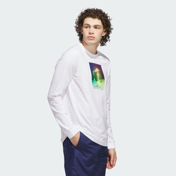 White 3-Stripes Lights Graphic Long Sleeve Tee