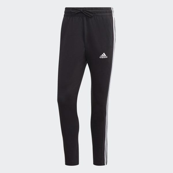 adidas Pants Essentials 3 Franjas Tejido Jersey Dobladillo Abierto Negro adidas Mexico