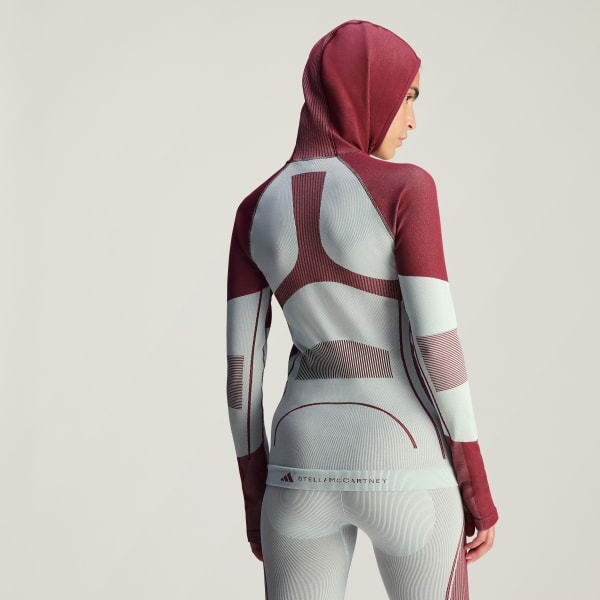 グリーン adidas by Stella McCartney TrueNature スキー シームレス 長袖フード付きトップ
