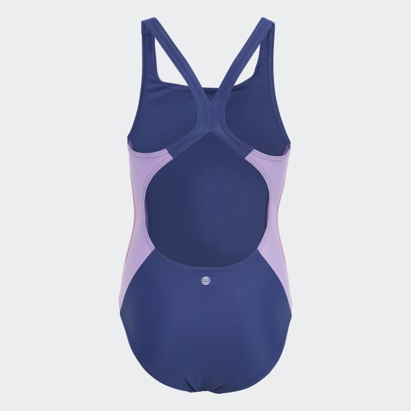Azul Traje de Natación Cut 3 Rayas