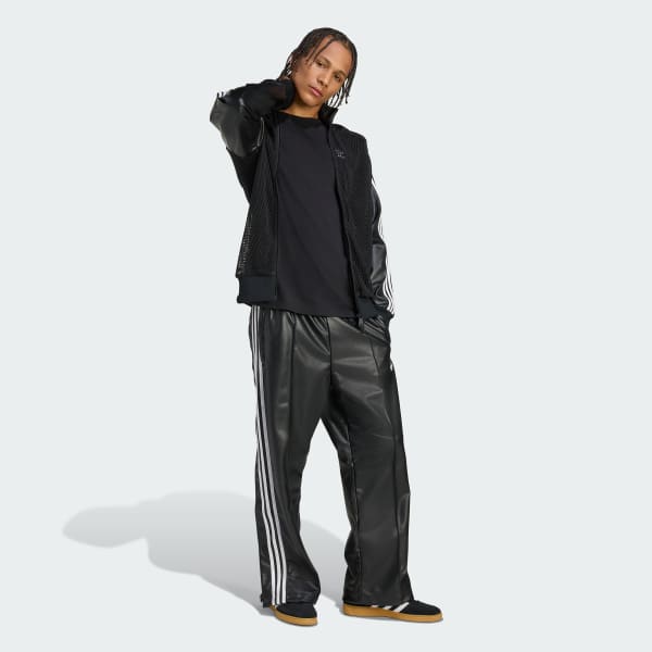 adidas × ジェレミー・スコット フェイクレザー ワイドパンツ