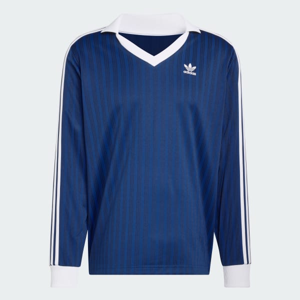 ブルー アディカラー ピケ サッカー長袖Tシャツ