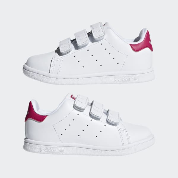 Toddler Stan Smith White & Pink Hook & Loop Shoes | adidas UK